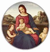 RAFFAELLO Sanzio Madonna Terranuova, Szene: Maria mit Christuskind und zwei Heiligen, Tondo USA oil painting artist